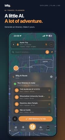 Official Bilig App Store preview of AI travel planning