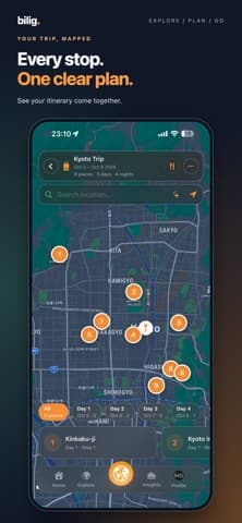 Official Bilig App Store screenshot showing the trip map