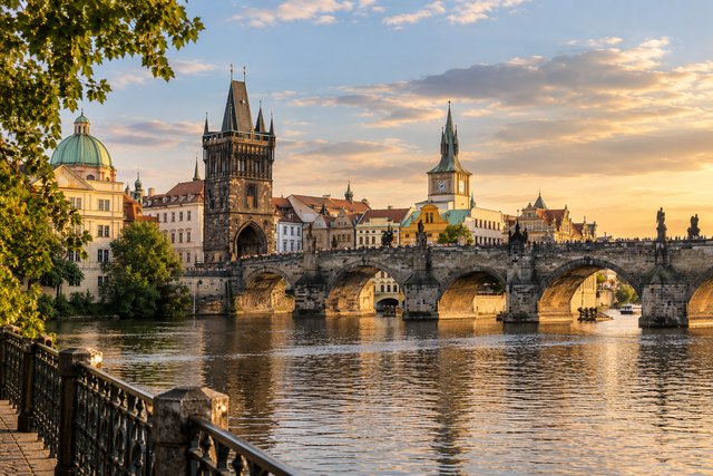 Charles Bridge over the Vltava in Prague.