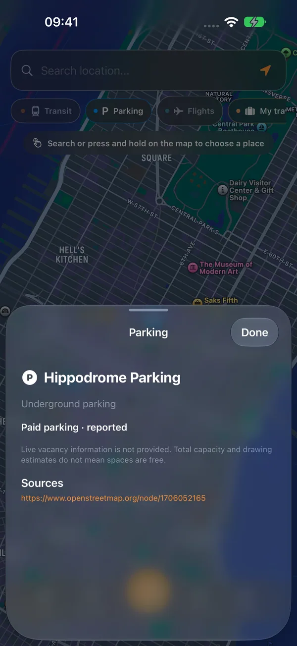 Parking on the map — Parking. On your map.