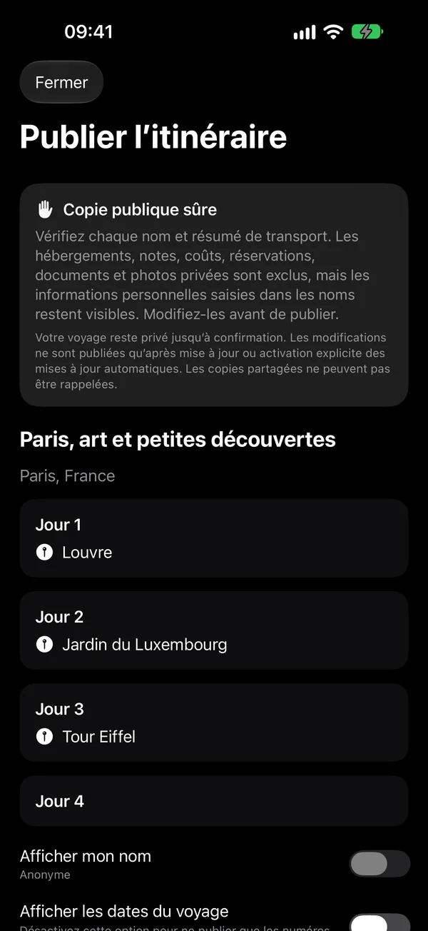 Publier votre itinéraire — Avant de publier. Vérifiez votre itinéraire.