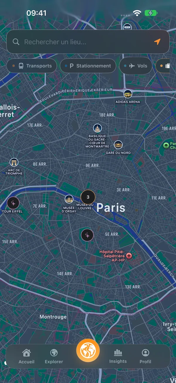 Les parkings sur la carte — Vos lieux. Votre carte de voyage.